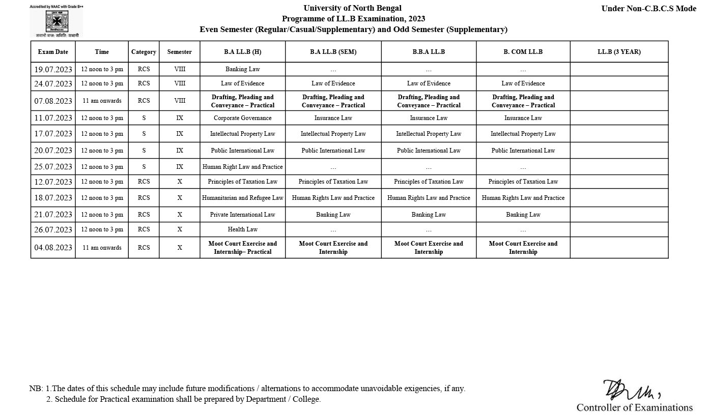 Examination Schedule July 2023 (Non-CBCS) Page 2