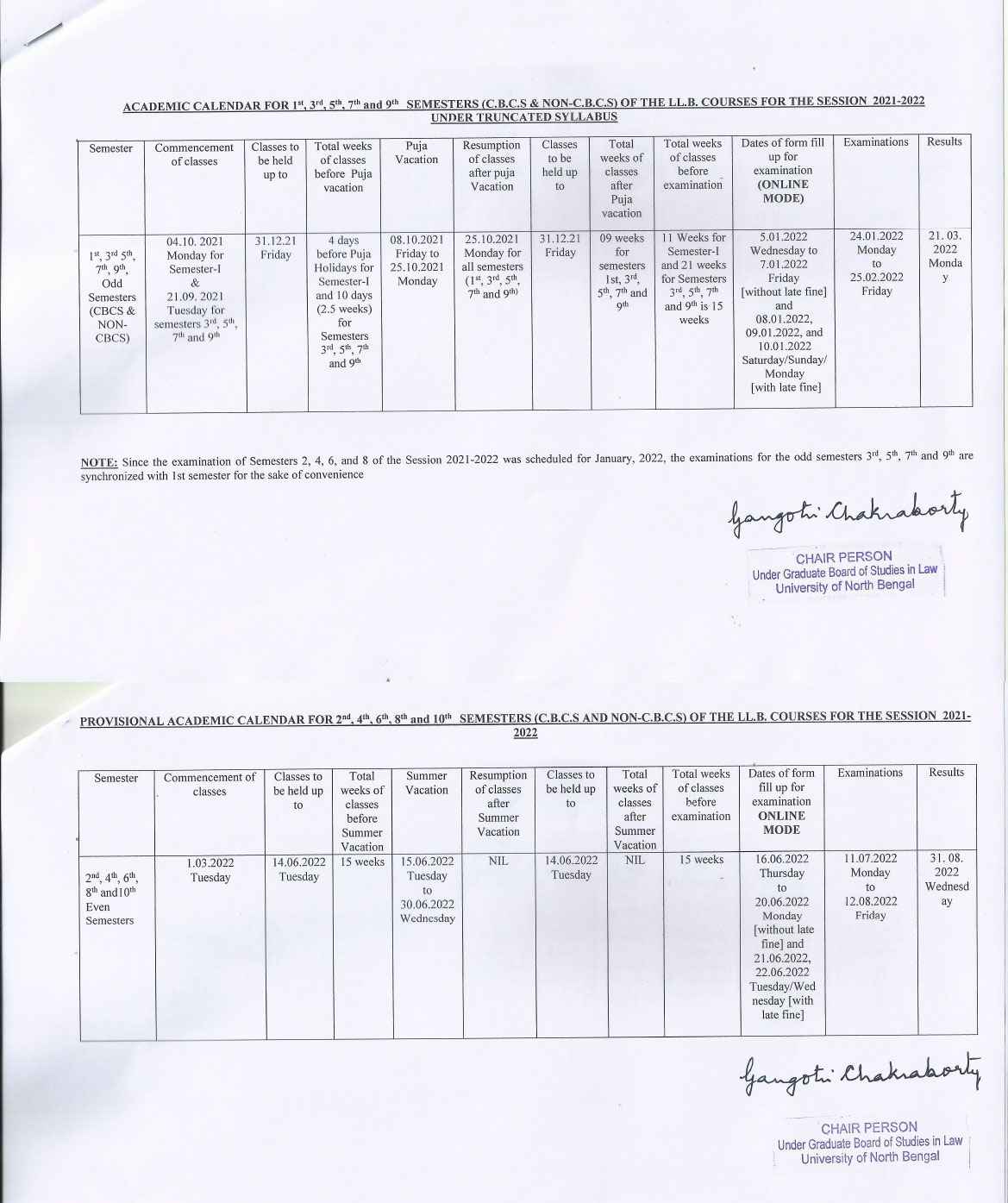 Academic Calendar 2021-2022