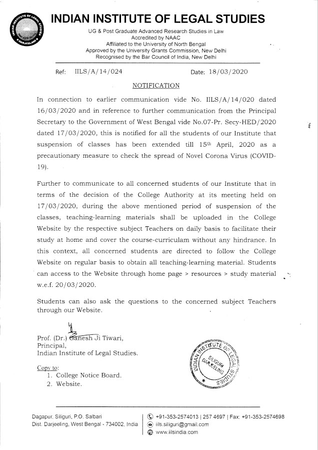 Notice for Work From Home