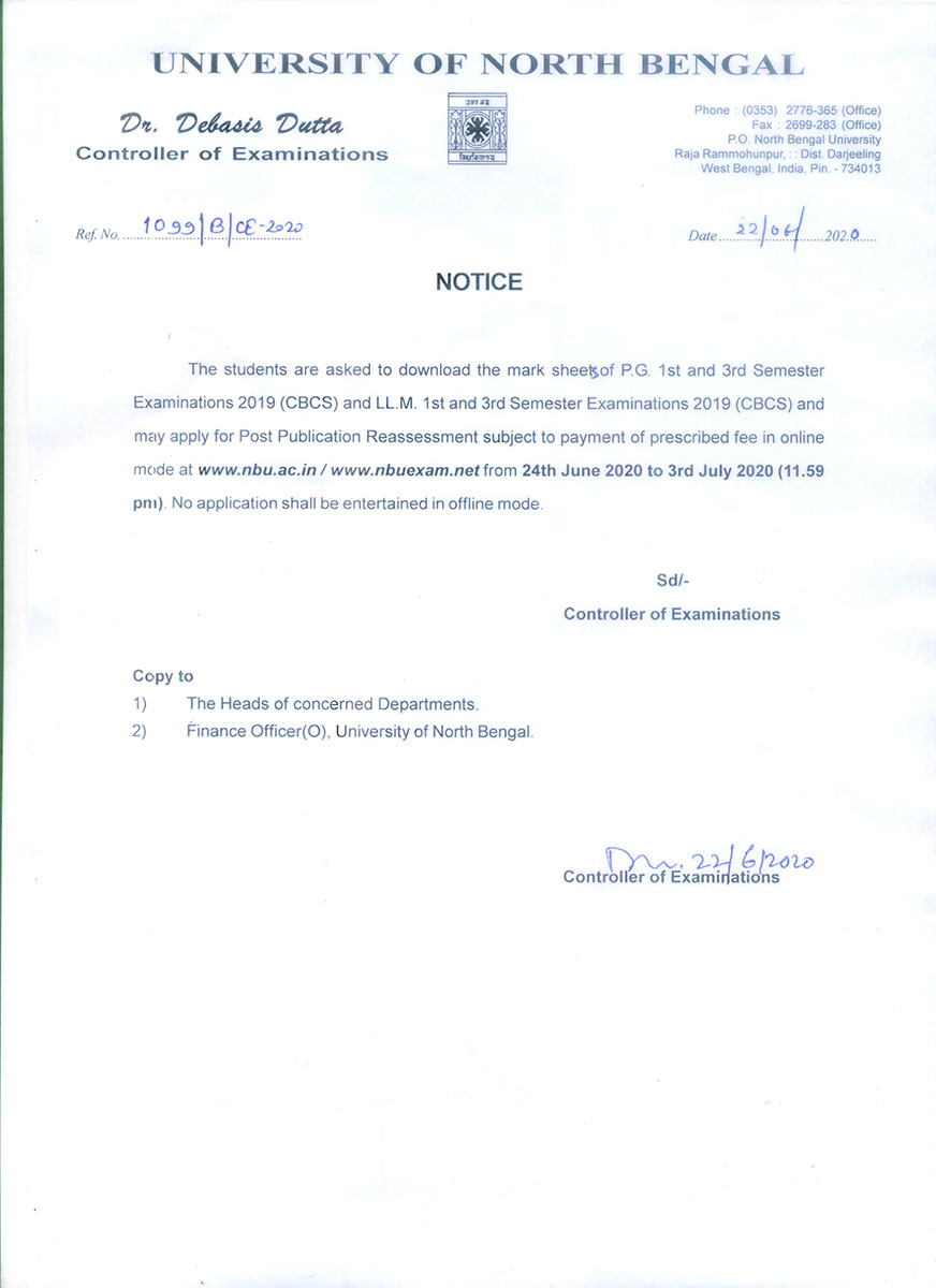 Notice Regarding LL.M Reassessment