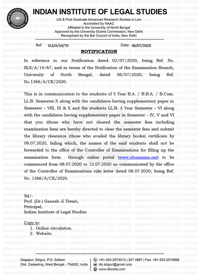 Notification Regarding Fees