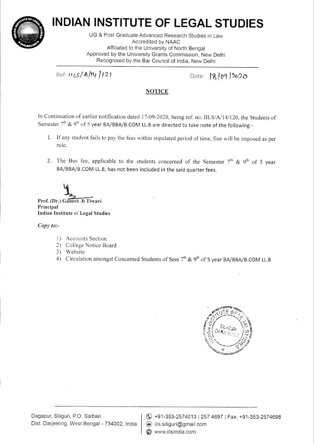 Notice Regarding Payment of Fees