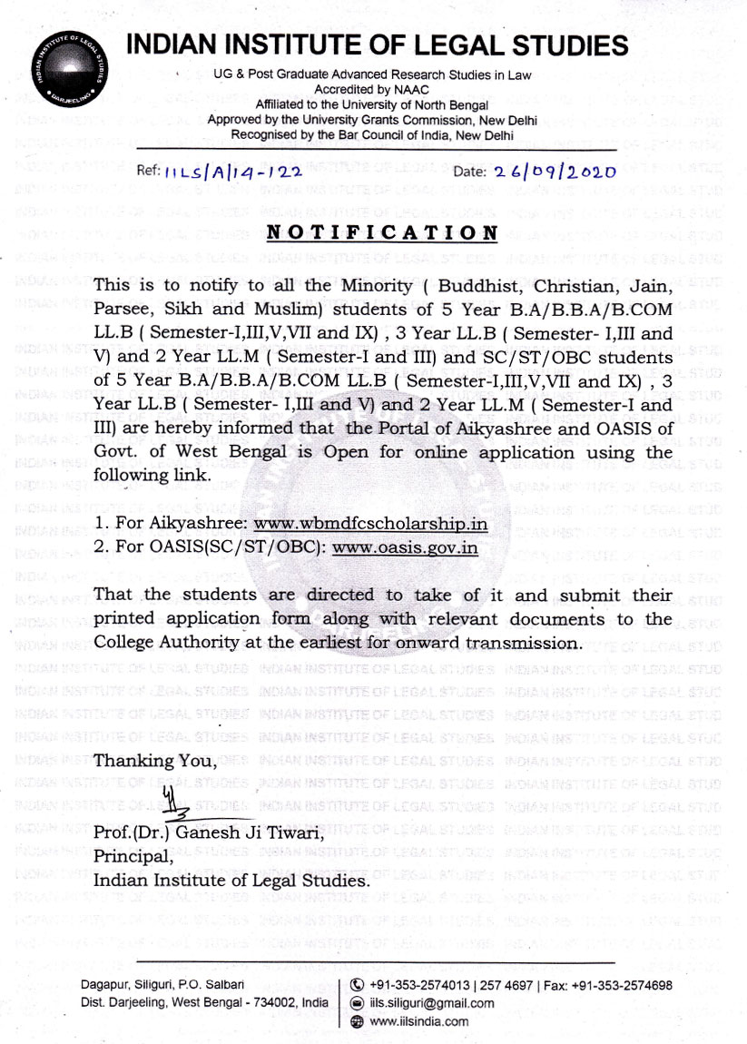 Notice Regarding Scholarship Application Submission