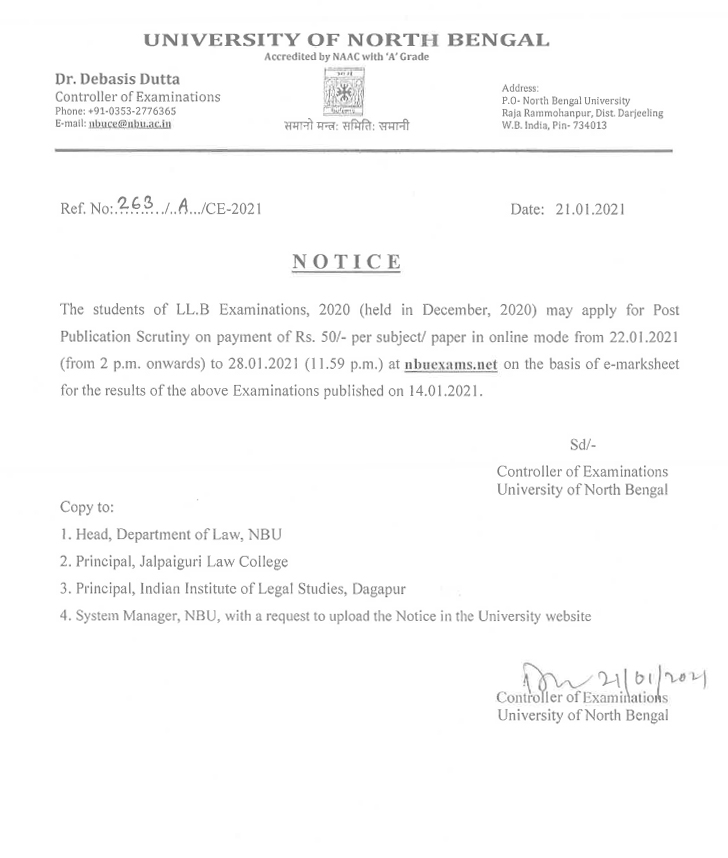 Notice Regarding Post Publication Scrutiny