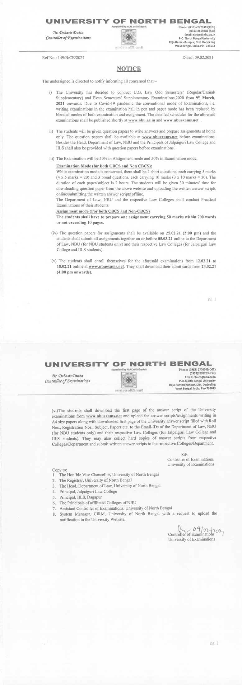 EXAMINATION(MARCH-21) GUIDELINE UG-1