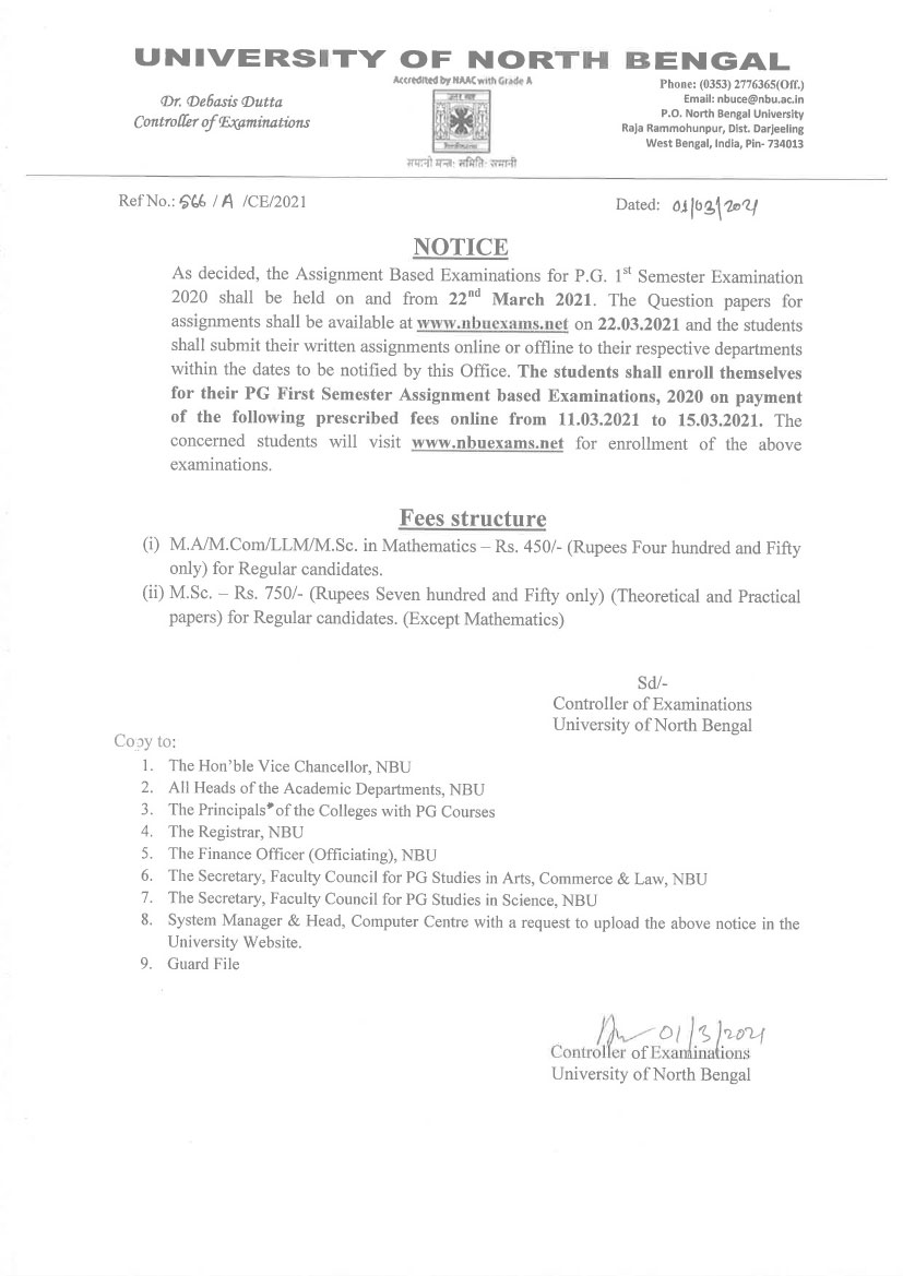 Notification Regarding Sem-I Registration Fees And Date