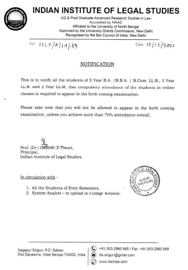 Notice Regarding Attendance