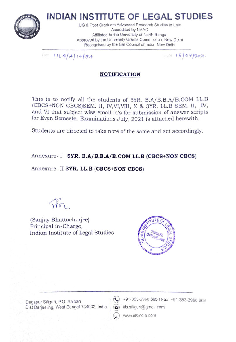 Notice Regarding Answer Submission Email IDs