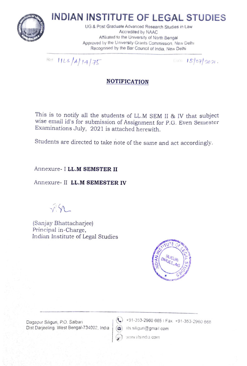 Notice Regarding Assignment Submission Email IDs