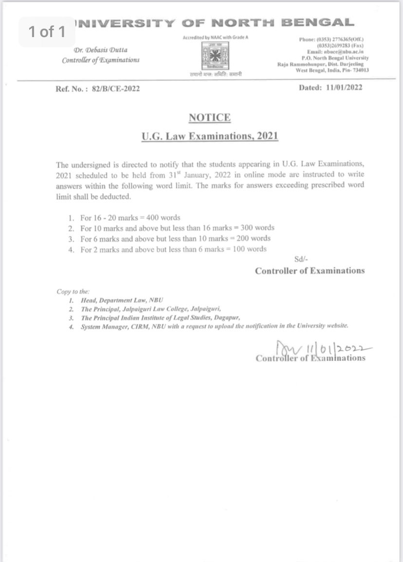 Examination Notification