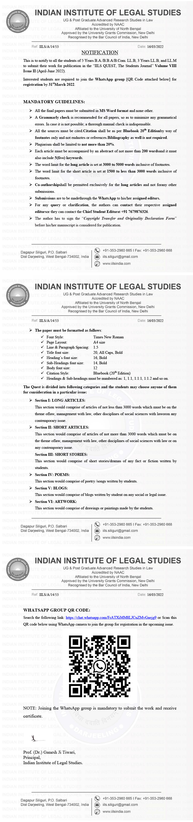 Notice Regarding Quest