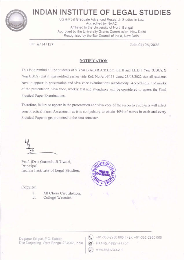 Notice for Viva-Voce Examination Reminder