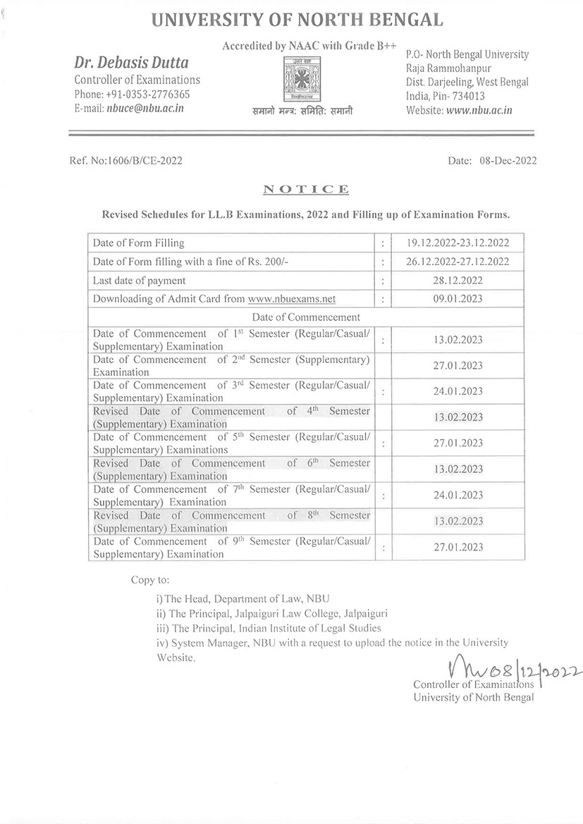 Revised NBU Notice Regarding January 2023 Examination