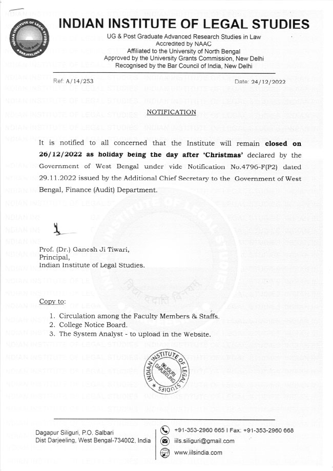 Holiday Notification