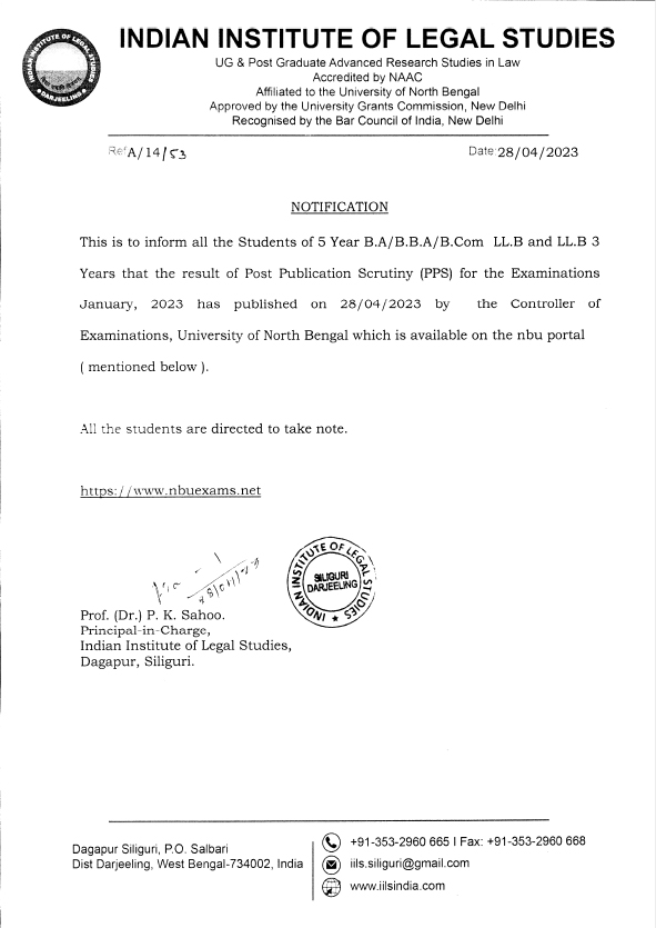 Notice for PPS Results