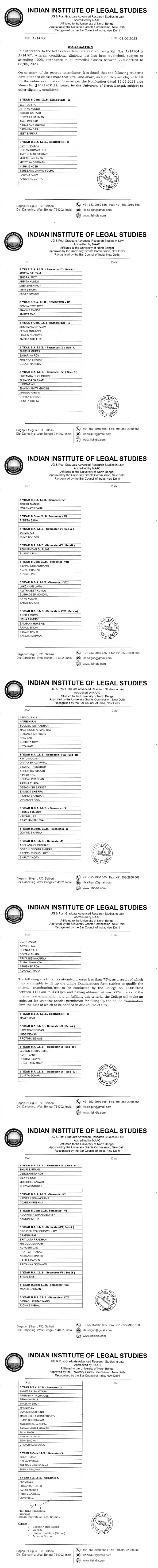 Notice for Remedial Class