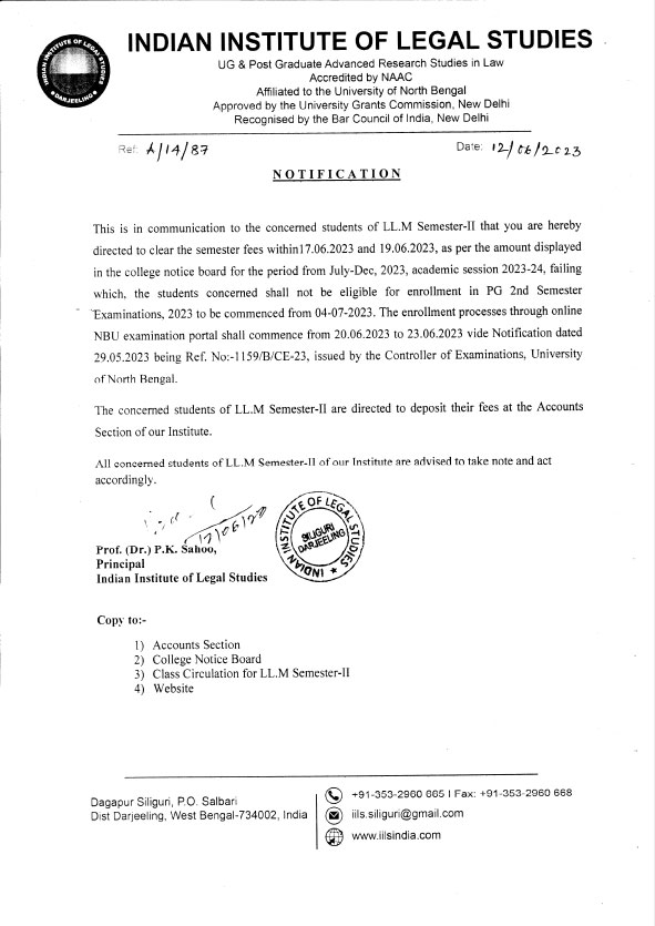 Notice for Payment of Fees