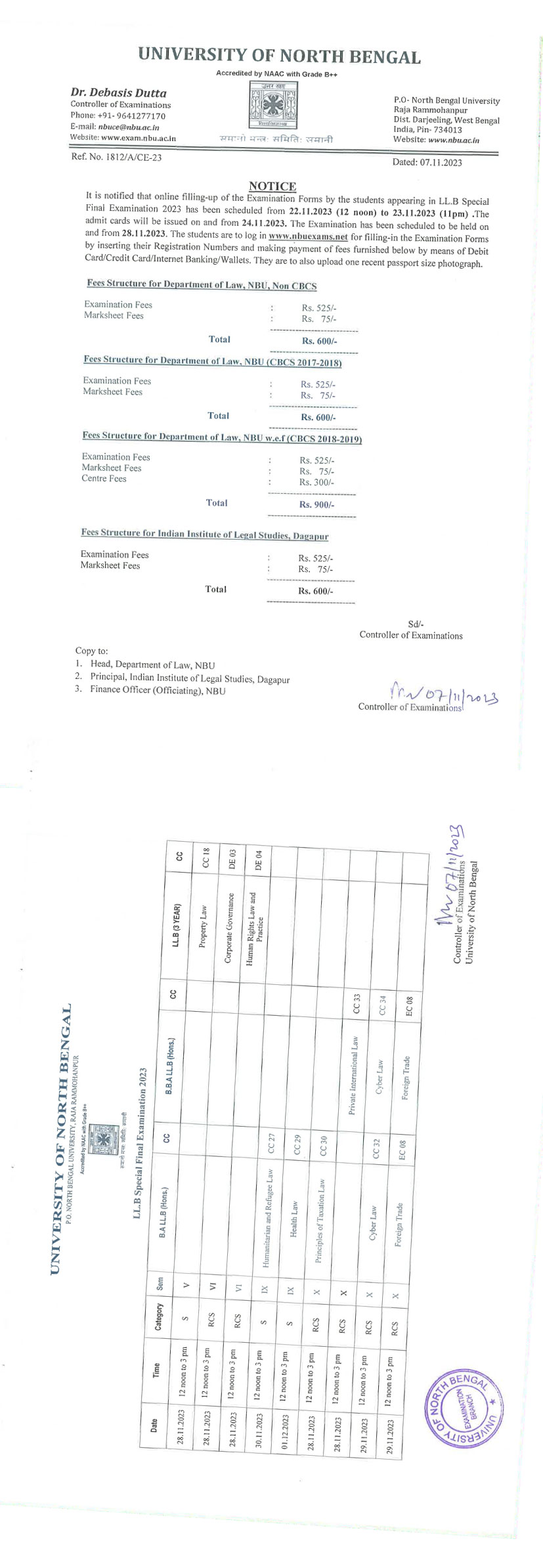 Notice for Special Final Examination-2023