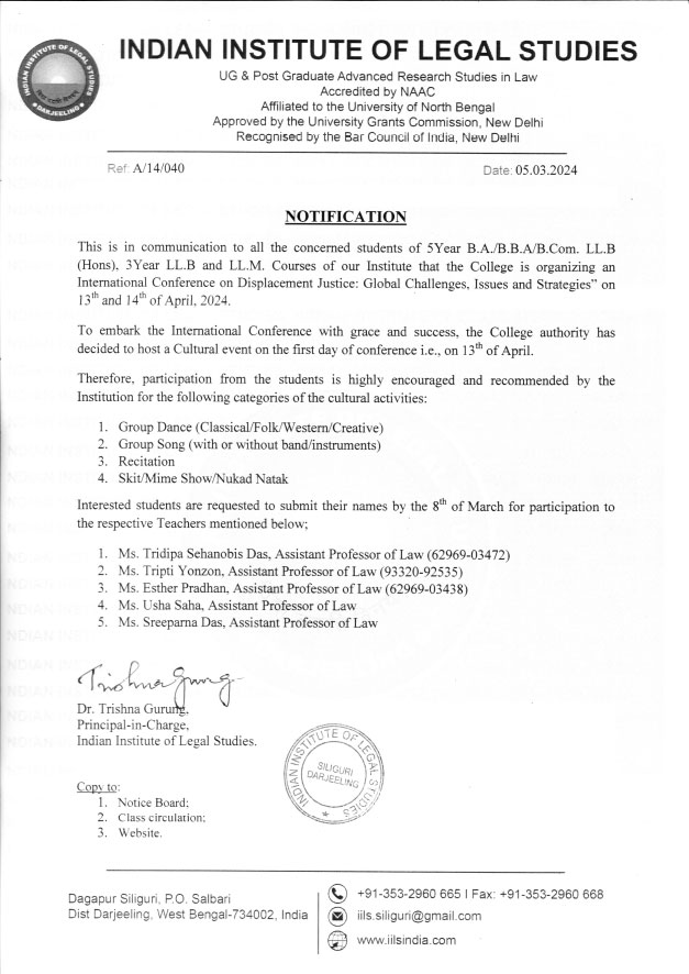 Notice for Cultural Event