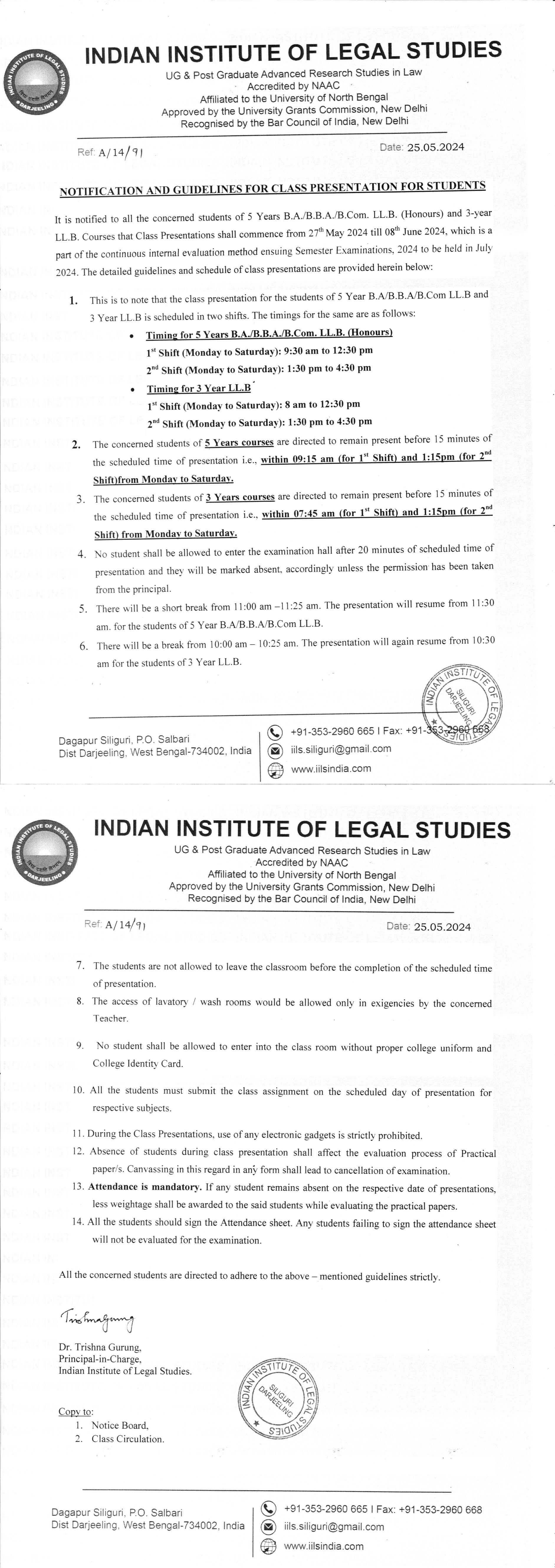 Guidelines for Class Presentation