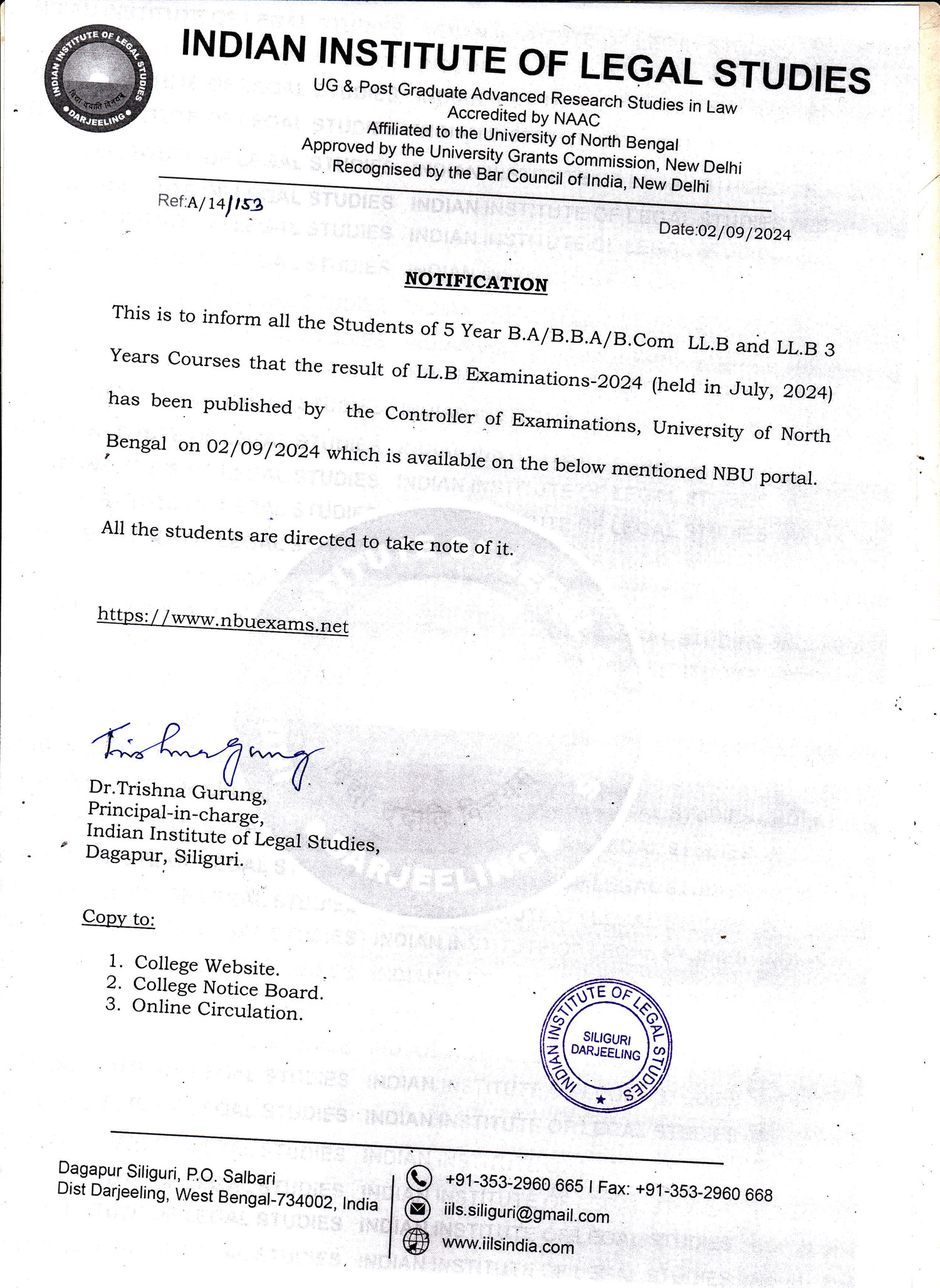 Notice for Result Publication