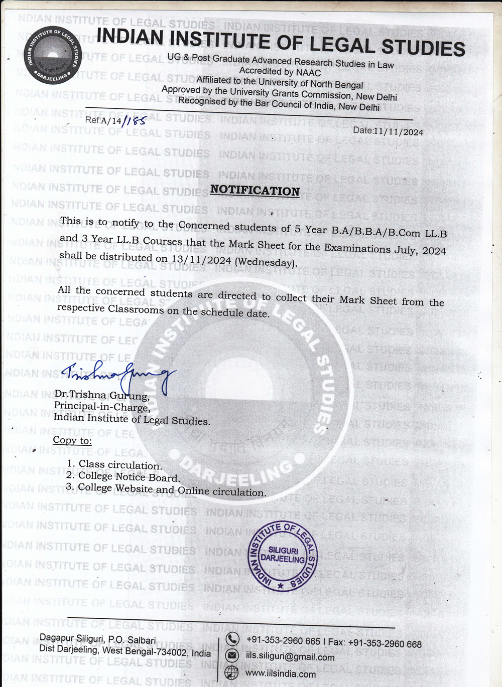 Notice for Result Publication