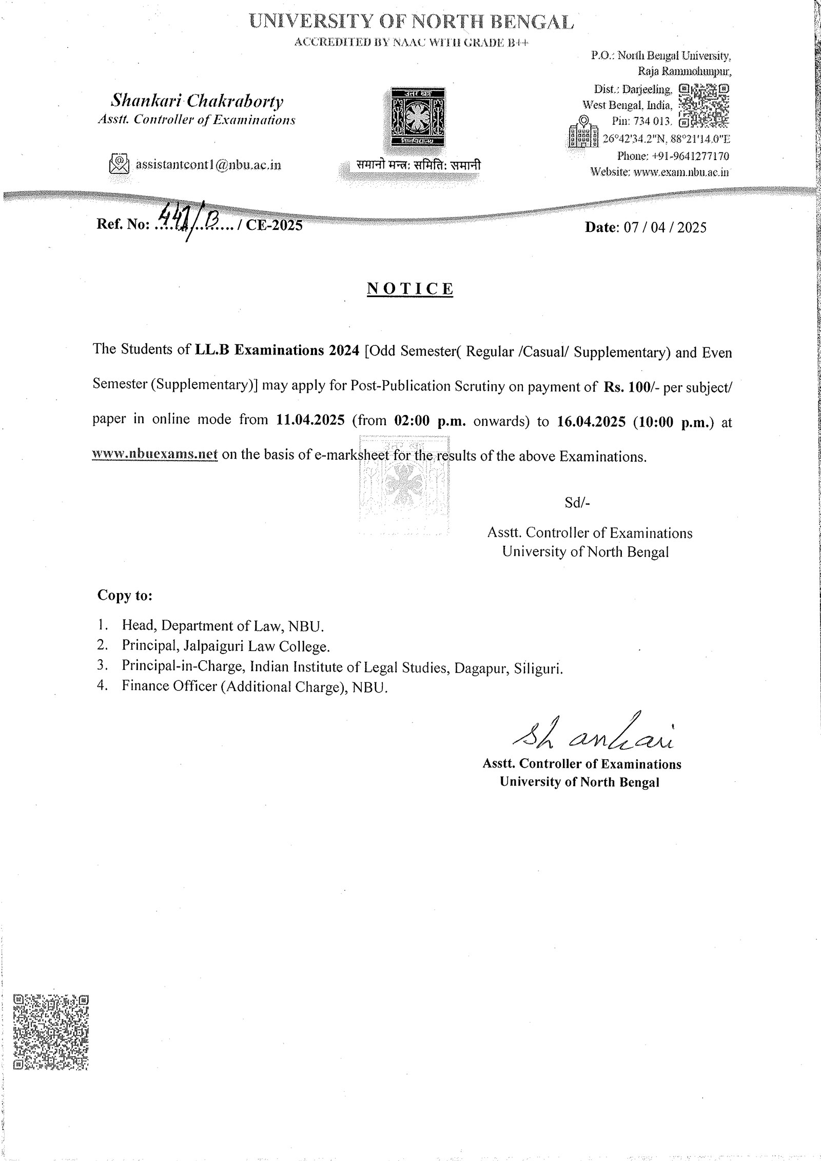 Notice for Post-Publication Scrutiny