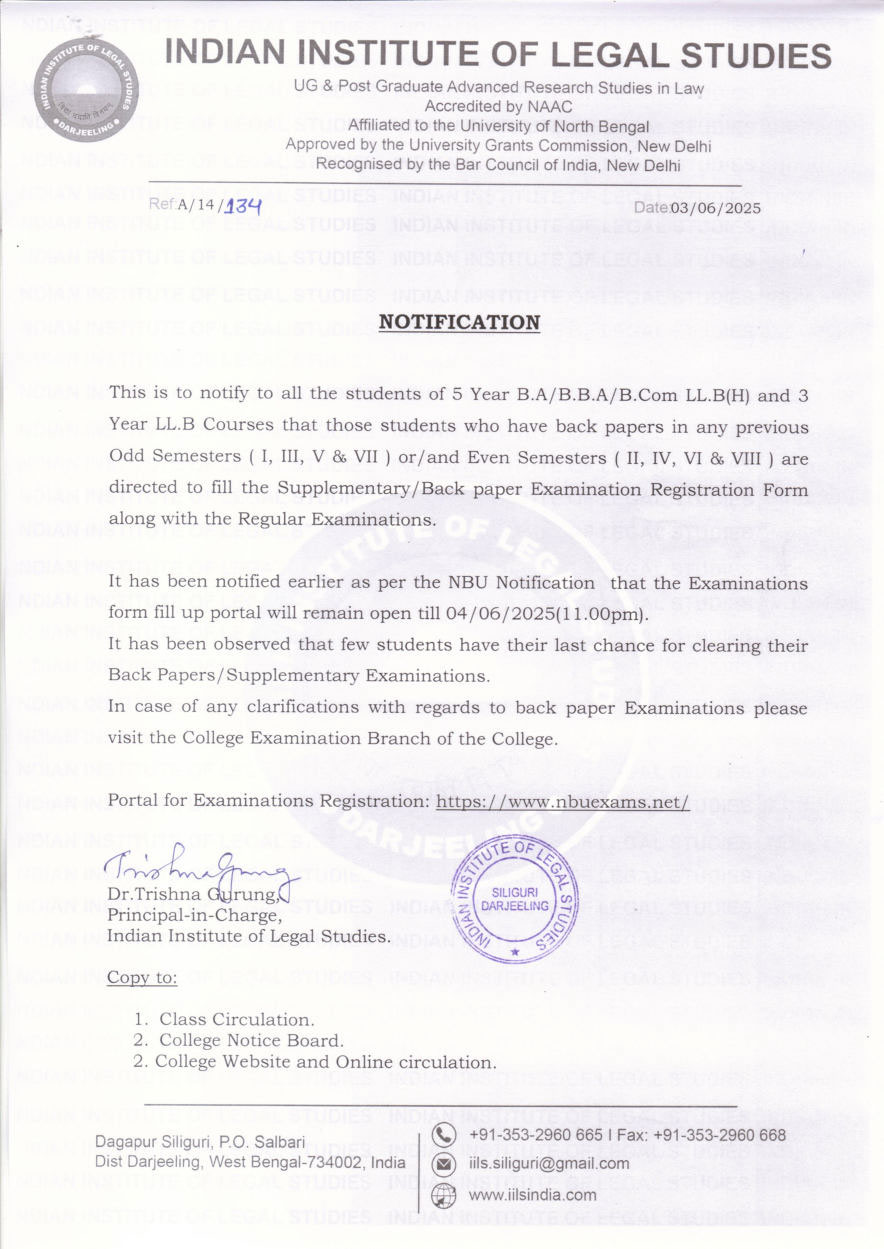 Notice for Form Fill-up