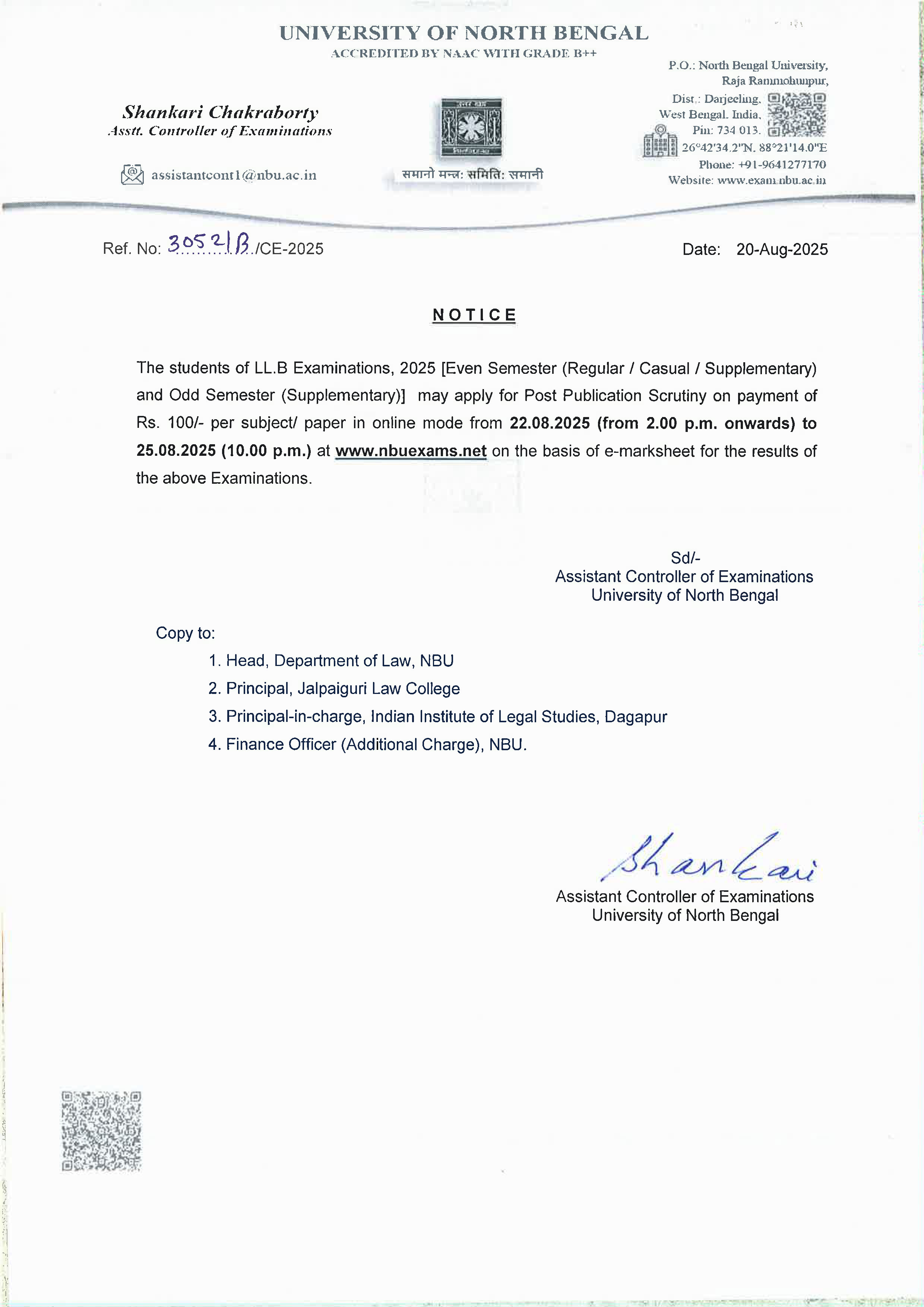 Notice for Post Publication Scrutiny