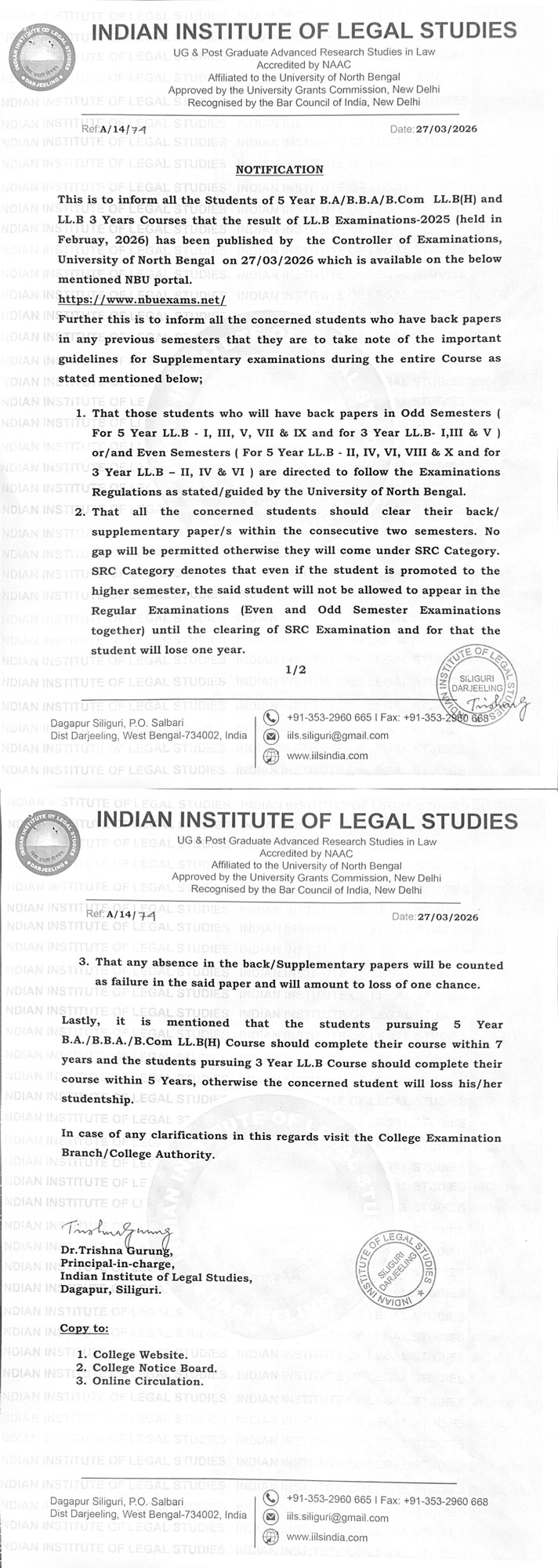 Notice for Result Publication