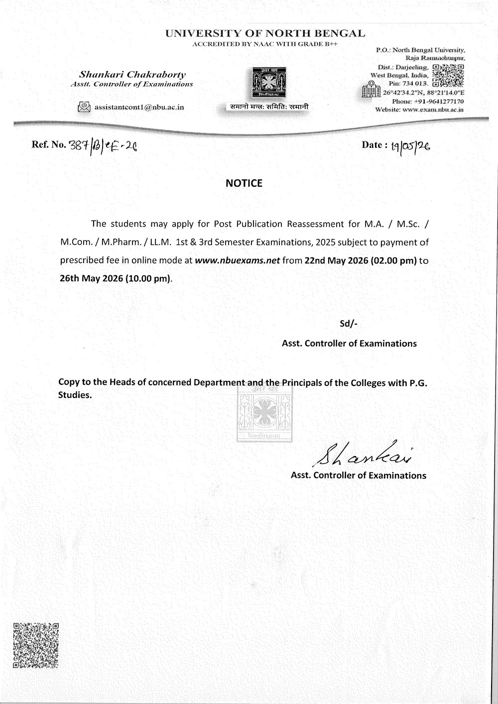 Notice for Reassessment