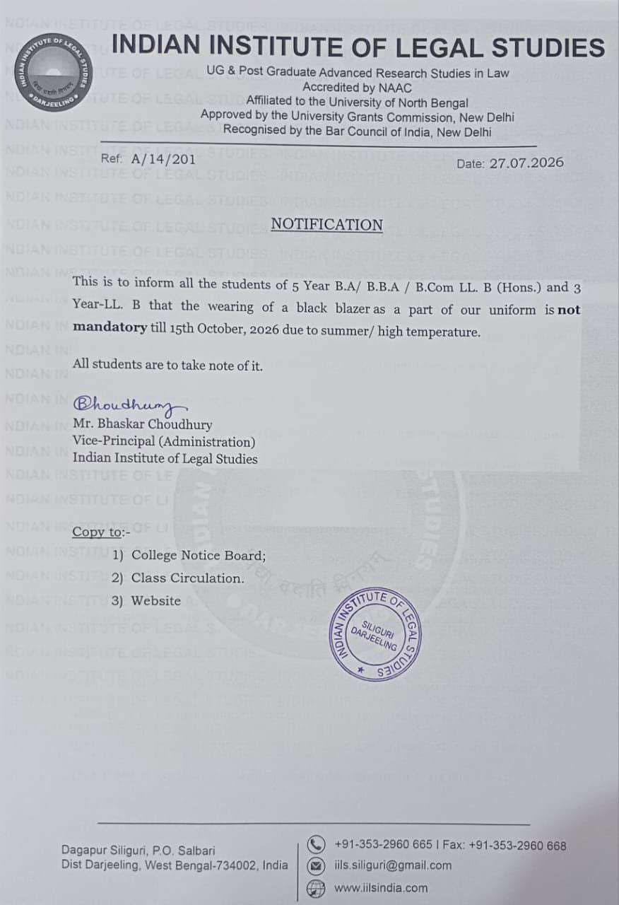 Notice Regarding Black Blazer Uniform