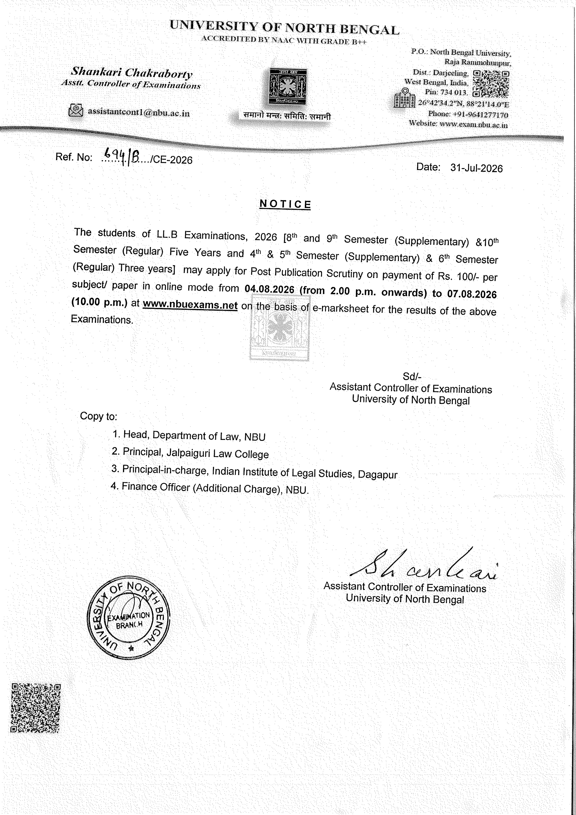 Notice for Post Publication Scrutiny (PPS) Application