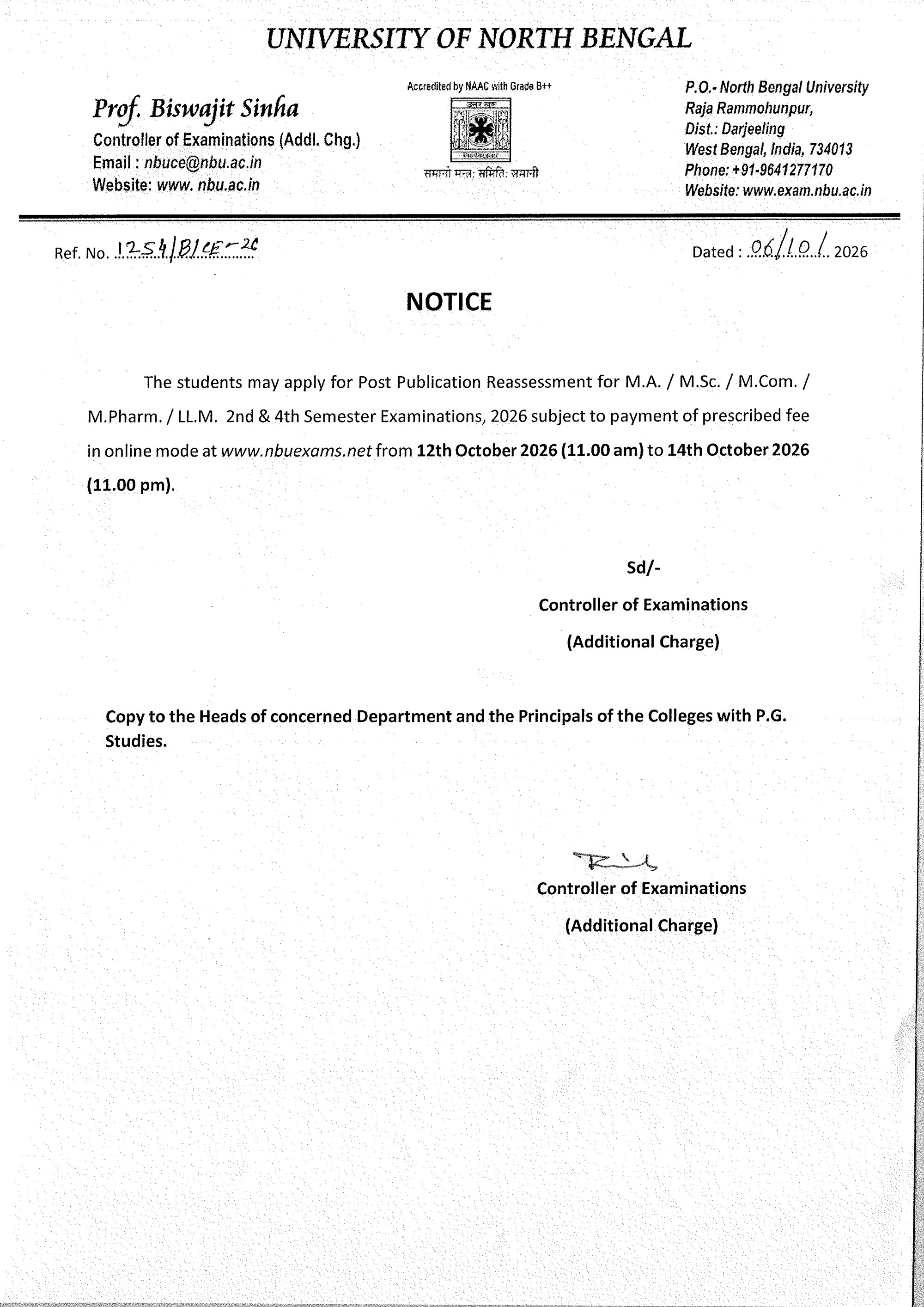 Notice Regarding LL.M. MPAG Reassessment