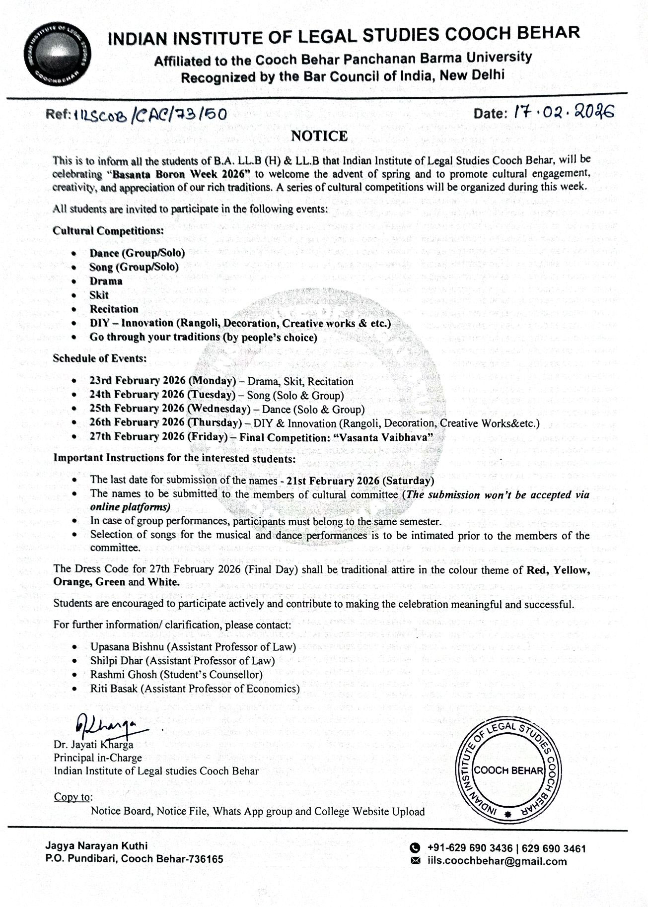 Notice for Basanta Boron Week 2026