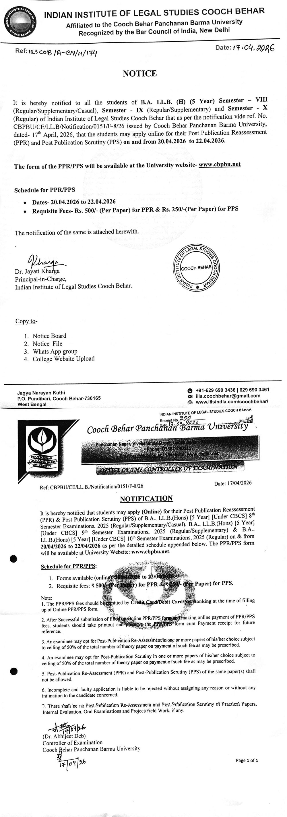 Notice for PPR-PPS