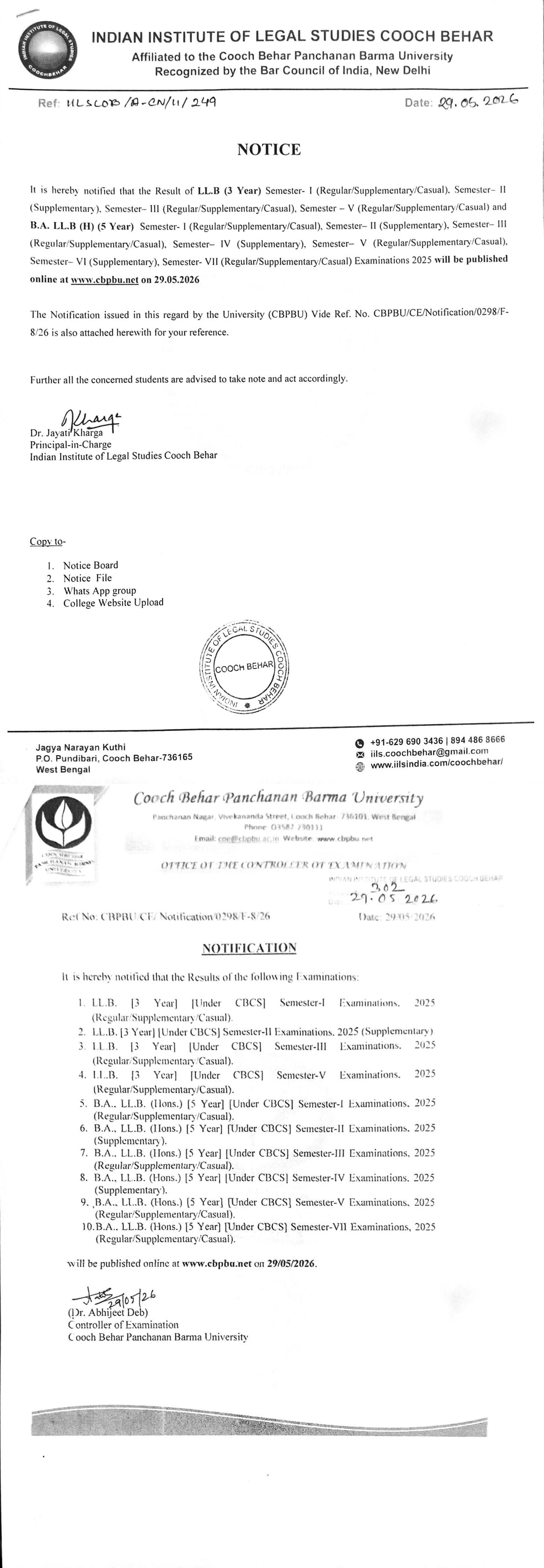 Notice for PPR-PPS Results
